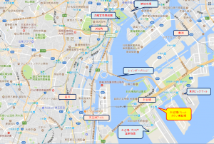 貸切り　屋形船　東京　お台場乗船場　地図
